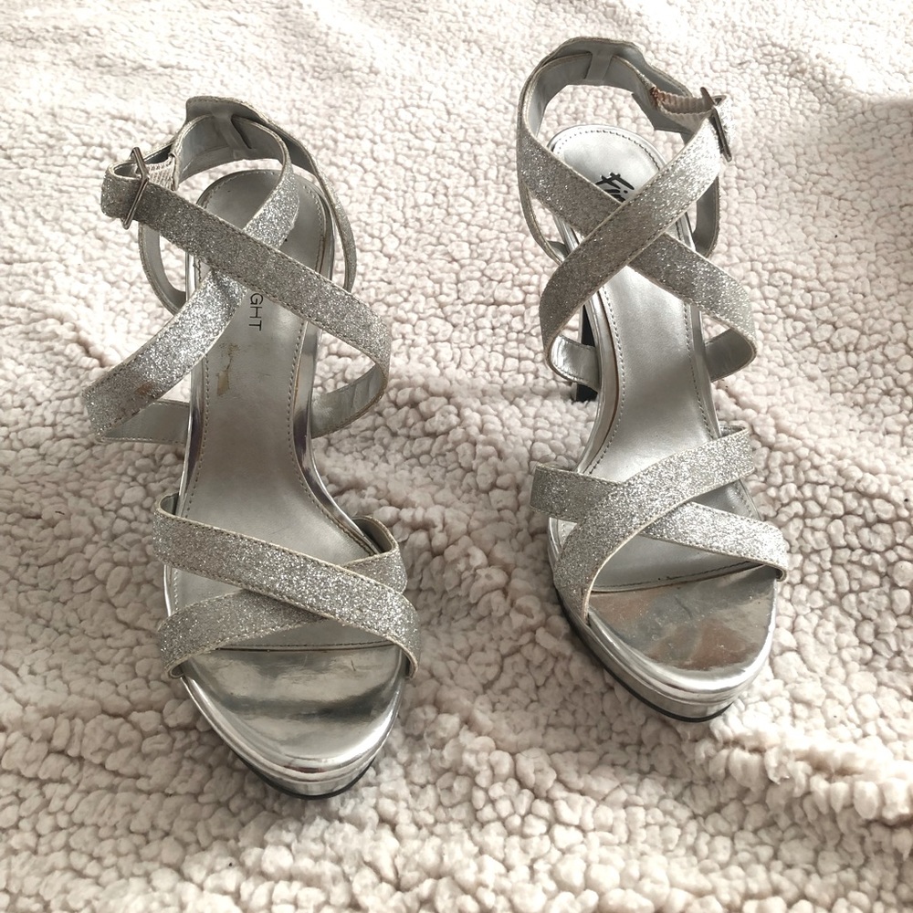 Sparkly silver heels